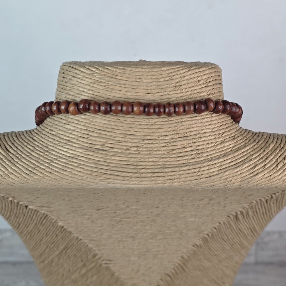 Handmade Multi-Strand Beads Wood Necklace Boho Colorful Artisan Statement 15" - Picture 5 of 7